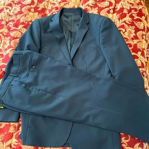 Navy slim fit Alain Dupletit Men’s Suit Jacket and pants.